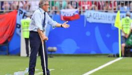 Uruguay football team Oscar Tabarez at FIFA World Cup,