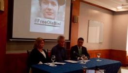 Parents and Lawyer of Ola Bini speak to the press on April 16, 2019 in Quito