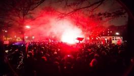 Anti-fascism protest at the Afd conference on Friday.