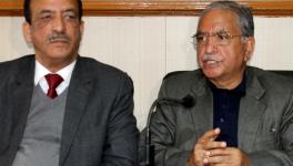 Former Ministers Dilawar Mir & G H Mir addressing a joint press conference at Jammu on Thursday