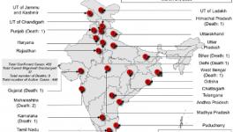 Coronavirus Confirmed Cases Deaths India map 24 March thumbnail