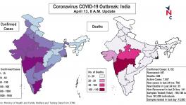 Cases and deaths due to COVD-19 in India as of April 13