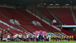 The Premier League, which has kicked off in empty arenas, wrote to Boris Johnson saying that clubs will lose £100m a month if spectators are not allowed to come to the stadiums. (Picture: BBCSport/Twitter)