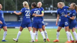 Chelsea FC players after WSL match vs Manchester City