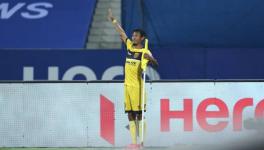 Halicharan Narzary of Hyderabad FC against Chennaiyin