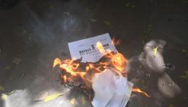 Copies of the four labour codes were burned across the country. Image clicked by Ronak Chhabra