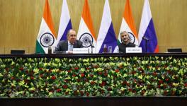 Russian Foreign Minister Sergey Lavrov (L) at press conference with  External Affairs Minister S. Jaishankar (R), Delhi, April 6, 2021