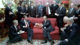 President Reagan meeting with Soviet General Secretary Gorbachev at Maison de Saussure during the Geneva Summit of Nov 1985 (File photo)