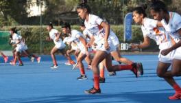 The Indian junior women’s hockey squad members at SAI Bengaluru