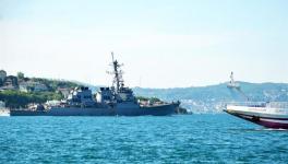 A US Navy destroyer crosses the Bosphorus to enter the Black Sea, as tensions simmer around Ukraine. (File photo) 