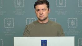 Ukraine president Zelensky gave a video address after midnight on February 25, 2022 disclosing a Russian offer of talks