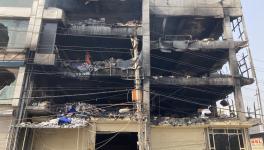 A three storey building was engulfed in fire on Friday evening. Image clicked by Ronak Chhabra 