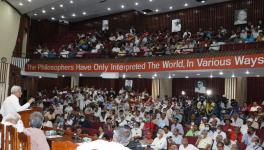 Sitaram yechury speaking at jb s birth anniversary at pdg auditorium