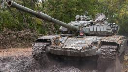 A T-72 tank of the Russian Armed Forces is pictured in Donetsk