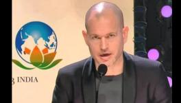 Israeli filmmaker and IFFI jury head Nadav Lapid speaks during the closing of the 53rd International Film Festival of India (IFFI), in Goa