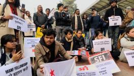 Students organisations protest against the discontinuation of Maulana Azad National Fellowship in Delhi. (File Photo)