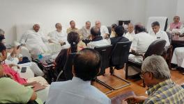 Congress President and Leader of the Opposition in Rajya Sabha Mallikarjun Kharge in a meeting with other leaders of the INDIA alliance parties at his chamber in Parliament House during Monsoon session, in New Delhi, Tuesday, July 25, 2023.