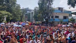 (Anganwadi workers staging a protest at Hathibarkala, Dehradun)