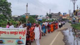 people of Jangalmahal, Bankura organished rally and assembled for mass meeting in khatra, demanding Chhatna- mukutmonipur Railways.