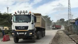 Trucks driving from the mine site to the port. Photo: Atlantic Lithium