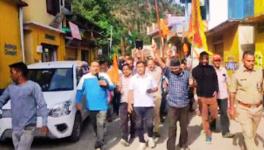 A Hindu Chetna Rally being taken out in Khansar town in Gairsain block of Chamoli district on October 16, 2024.