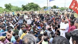 A protest of Samsung workers and CITU trade union activists on Day 31 of the strike. Photo: CITU Tamil Nadu