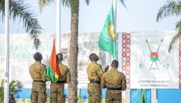 Unveiling of the new AES flag in Burkina Faso. Photo: Burkina Faso Presidency