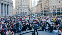 Thousands rally in New York City on March 10, demanding the release of Mahmoud Khalil from ICE detention (Photo: Wyatt Souers)