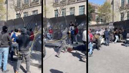 Protesters tearing down steel fence in the Zócalo Mexico City. Screenshots via José Luis Granados Ceja