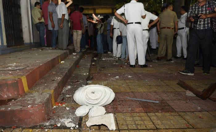 Vandalised bust of Ishwar Chandra Vidyasagar