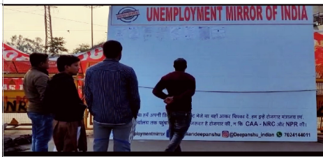 Delhi Elections: At Shaheen Bagh, Youths Erect ‘Unemployment Mirror of India’