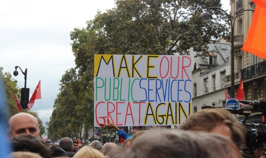 French public services workers’ protest against neoliberal reforms in 2017. (Photo: EPSU)