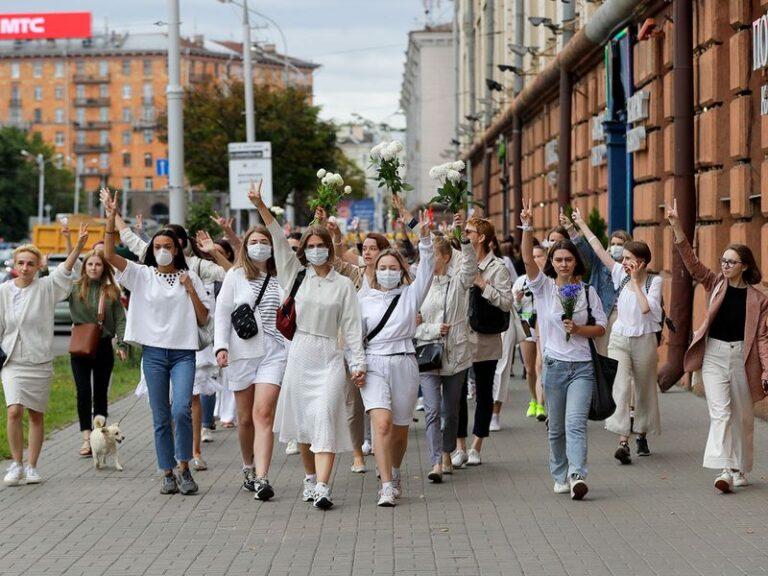 Women protestors in Minsk, Belarus