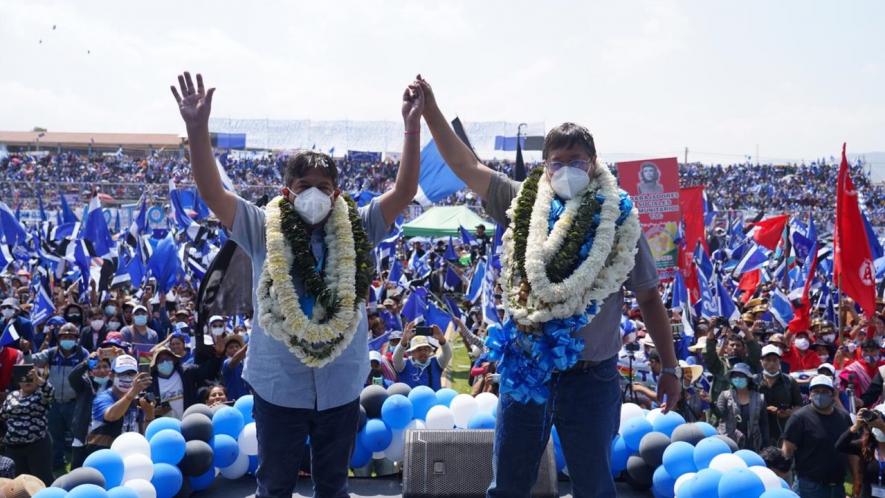 Luis Arce (right) and David Choquehuanca on the campaign trail. Photo: Twitter