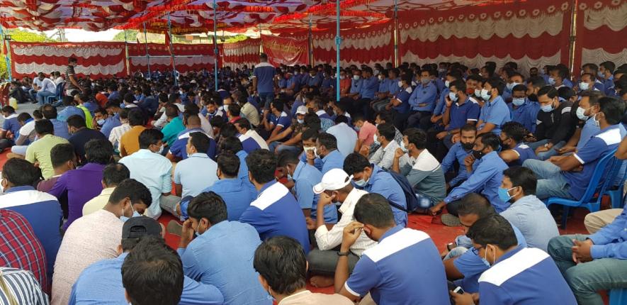 Over 3,500 workers are currently staging a round-the-clock dharna, following the indefinite lock-out, as declared by the company. Courtesy - Special Arrangement