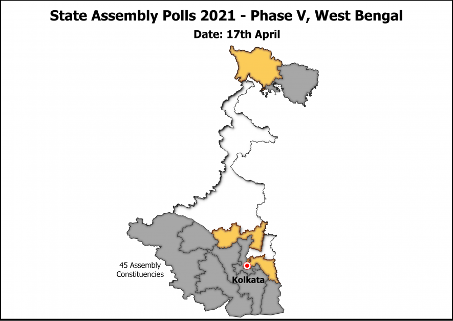 fifth phase of polling for 45 seats in the West Bengal 