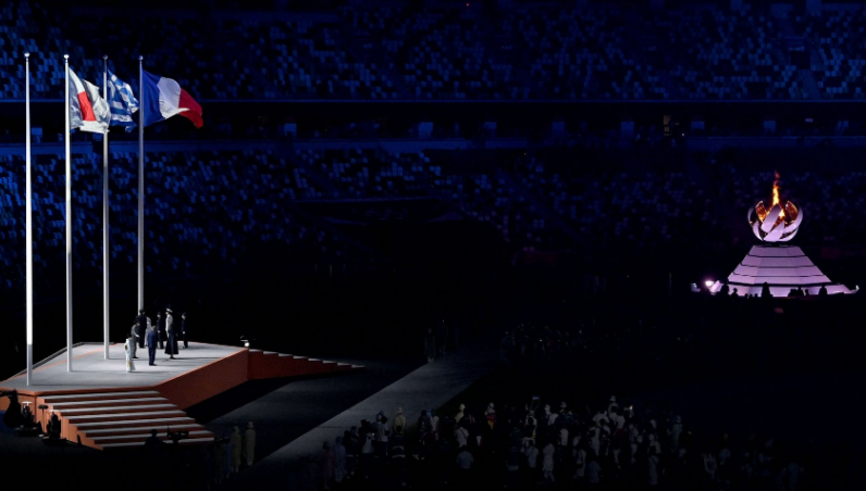 Tokyo Olympics flame at the closing ceremony