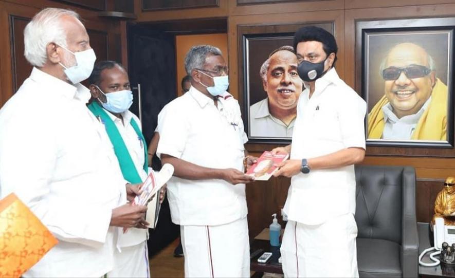 Farmers’ union leaders meet M.K. Stalin. Image courtesy: P Shanmugam