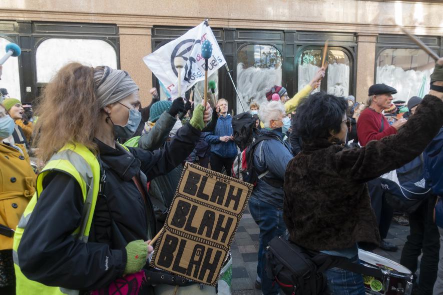 Climate activists rally outside the COP26 climate summit in Glasgow