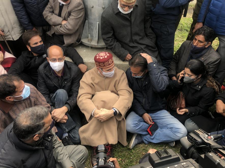 Omar Abdullah protests in Srinagar against resent killings in Srinagar.