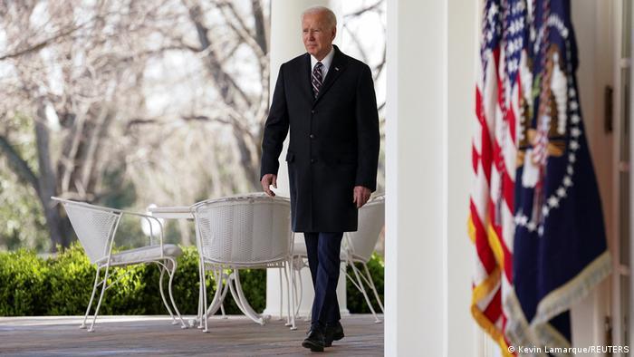 US President Joe Biden enters the Rose Garden to sign into law the Emmett Till Anti-lynching Act