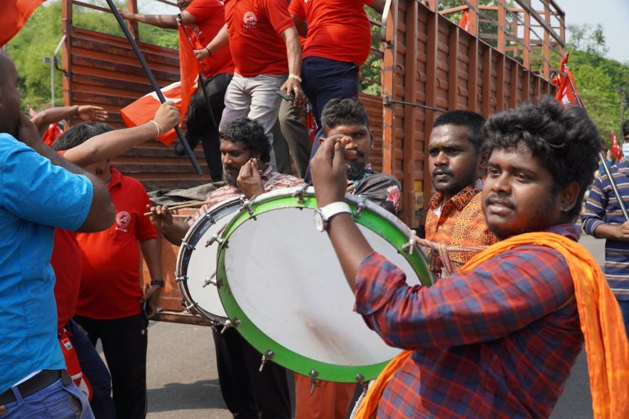 The rally was a show of defiance against the anti-worker policies of the BJP 