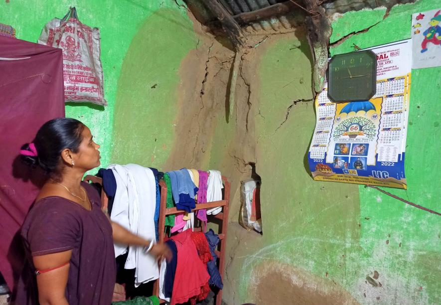 Cracked house of Soroma Ray at monohar village.