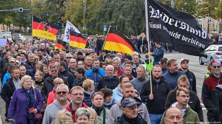 Germany’s far-right protesters fly national flag at demonstration