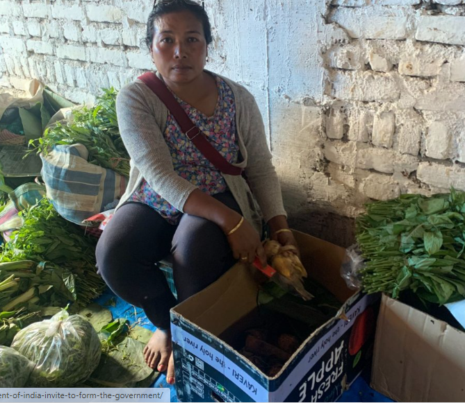 A vegetable vendor in the Kohima weekly vegetable market