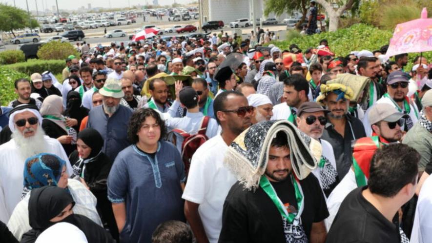 Mourners gathered at the Imam Muhammad Abd-al Wahhab Mosque for Friday prayers before the burial of Hamas leader Ismail Haniyeh, Doha, Qatar, August 2, 2024