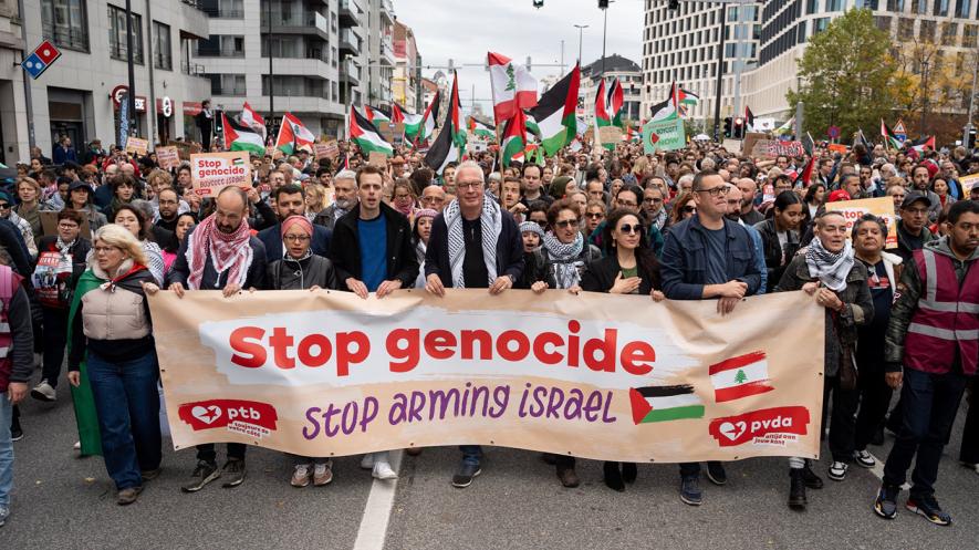 Peter Mertens marches in solidarity with Palestine in Brussels (Photo: Peter Mertens MP/X)