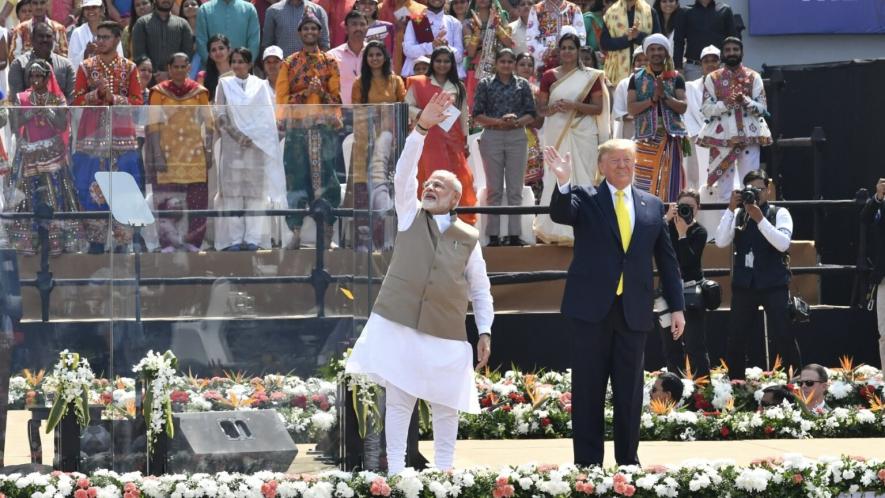 Donald Trump and Narendra Modi at the 'Namaste Trump' rally in Ahmedabad in February 2020. Photo: Narendra Modi/ X