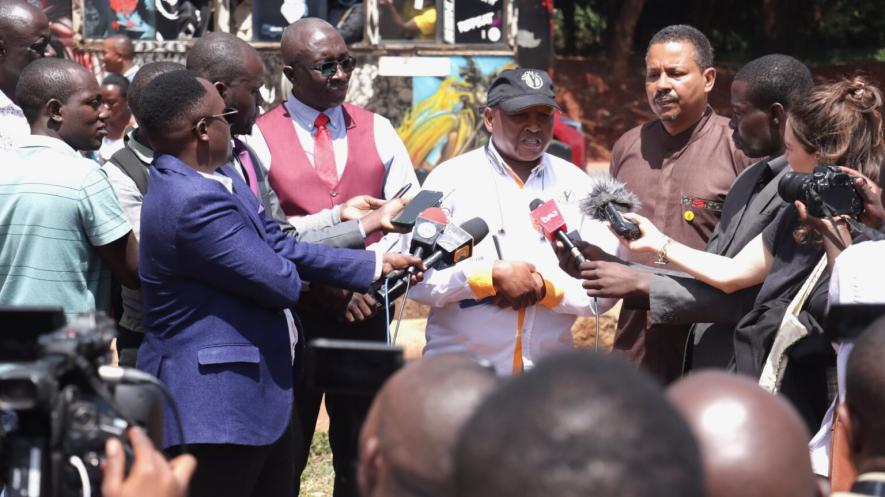 Legal and civil society leaders accompany two young men who were abducted to record their statements with the DCI on January 14. (Photo: KNCHR/ X)