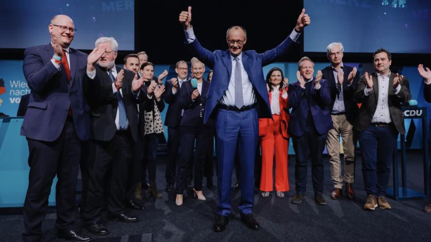 Friedrich Merz and CDU supporters celebrating on Sunday February 23. Photo: CDU / Tobias Koch